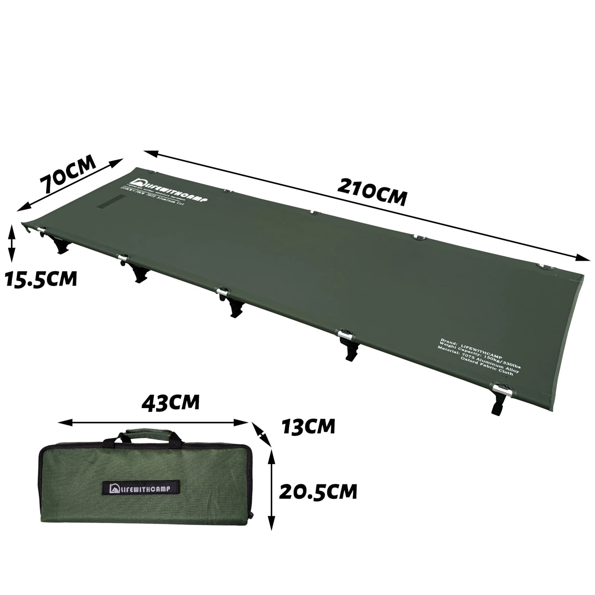 70cm Widen Camping Cot Ultralight Portable Aluminum Folding Bed Backpacking Travel Hiking Sleeping Cot