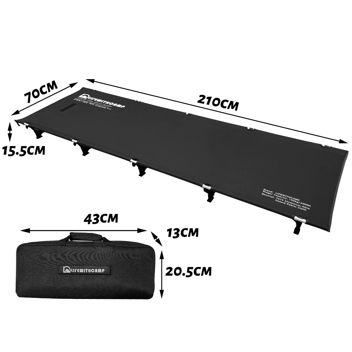 70cm Wide Portable Folding Camping Cot Ultralight Compact Outdoor Bed for Backpacking Hiking Sleeping in Tent