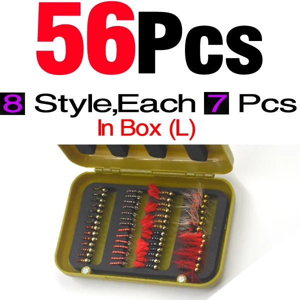 MNFT 32Pcs/Box Trout Nymph Fly Fishing Lure Dry/Wet Flies Nymphs Ice Fishing Lures Artificial Bait with Boxed