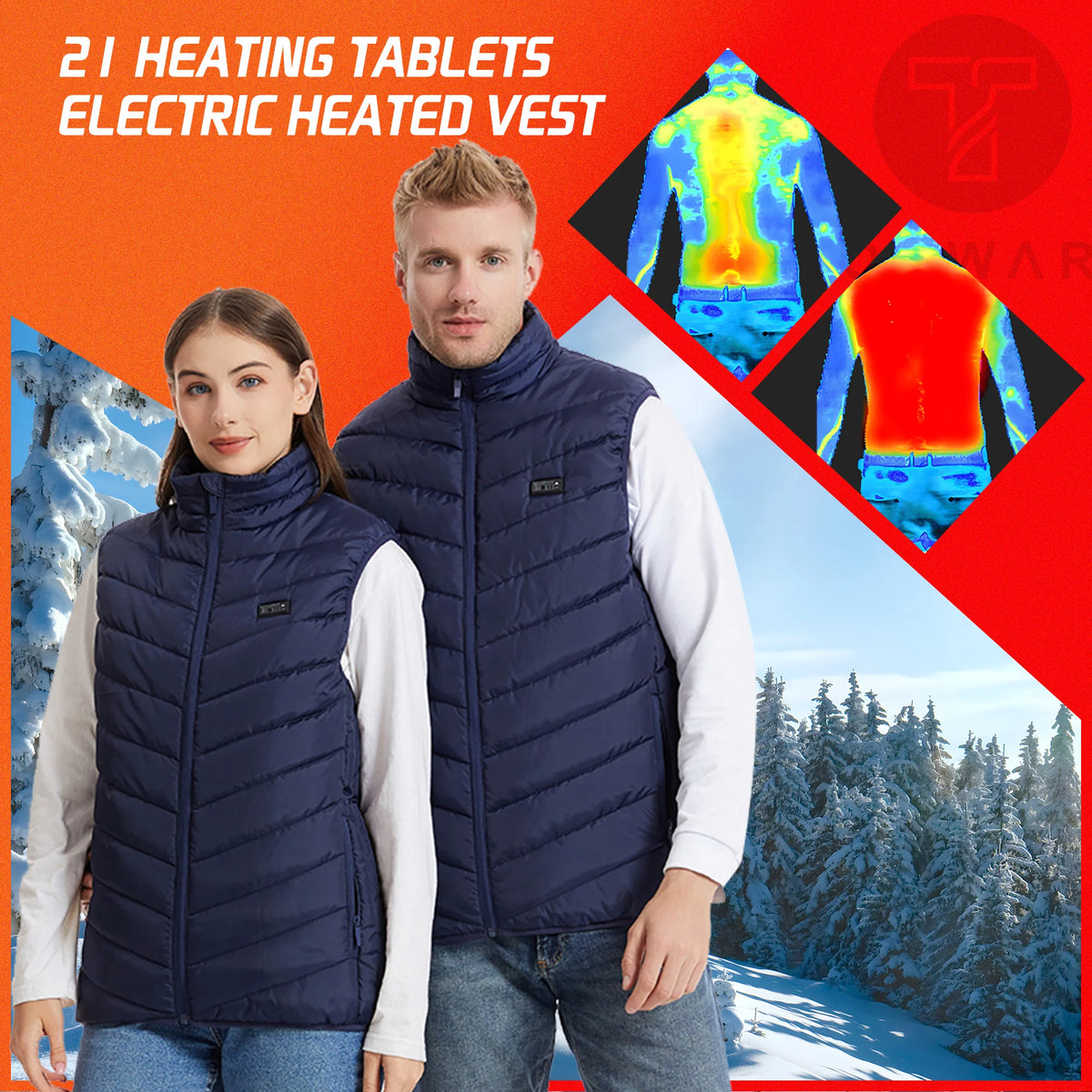 Heated Vest 26 Areas Men Heating Jacket Heated Winter Womens Heater Jacket Thermal Vest Body Warmer Outdoor Sports Coat 6XL