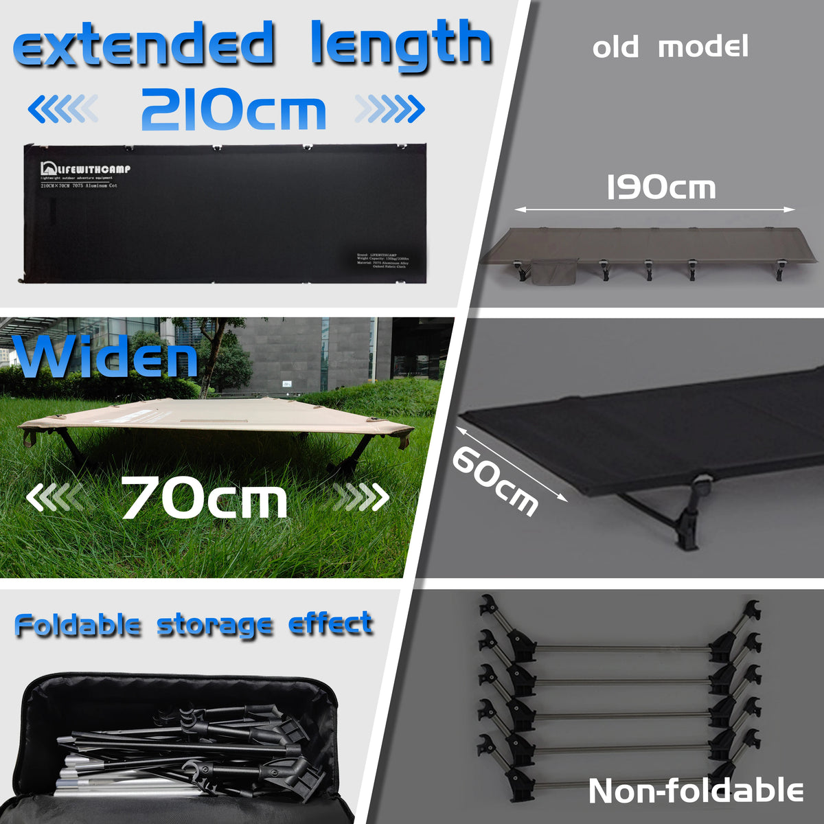 70cm Widen Camping Cot Ultralight Portable Aluminum Folding Bed Backpacking Travel Hiking Sleeping Cot