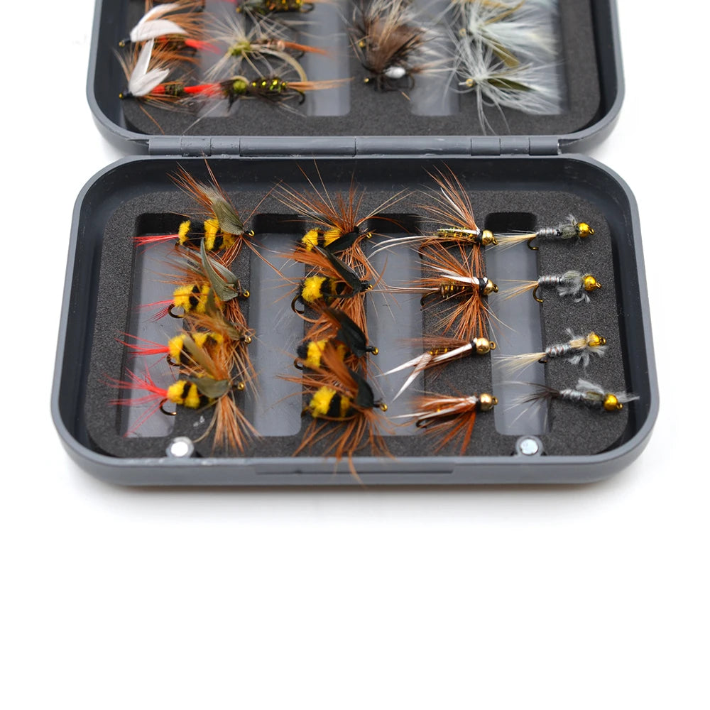 MNFT 32Pcs/Box Trout Nymph Fly Fishing Lure Dry/Wet Flies Nymphs Ice Fishing Lures Artificial Bait with Boxed