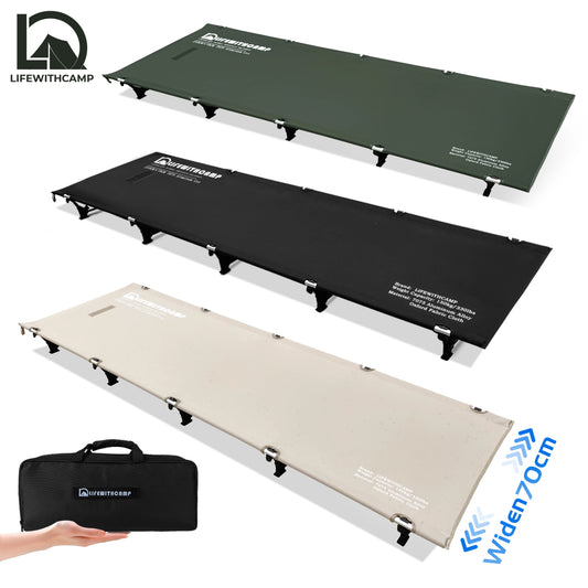 70cm Wide Portable Folding Camping Cot Ultralight Compact Outdoor Bed for Backpacking Hiking Sleeping in Tent