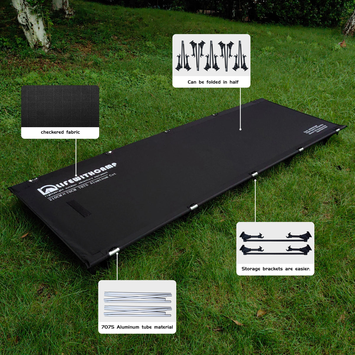 70cm Widen Camping Cot Ultralight Portable Aluminum Folding Bed Backpacking Travel Hiking Sleeping Cot