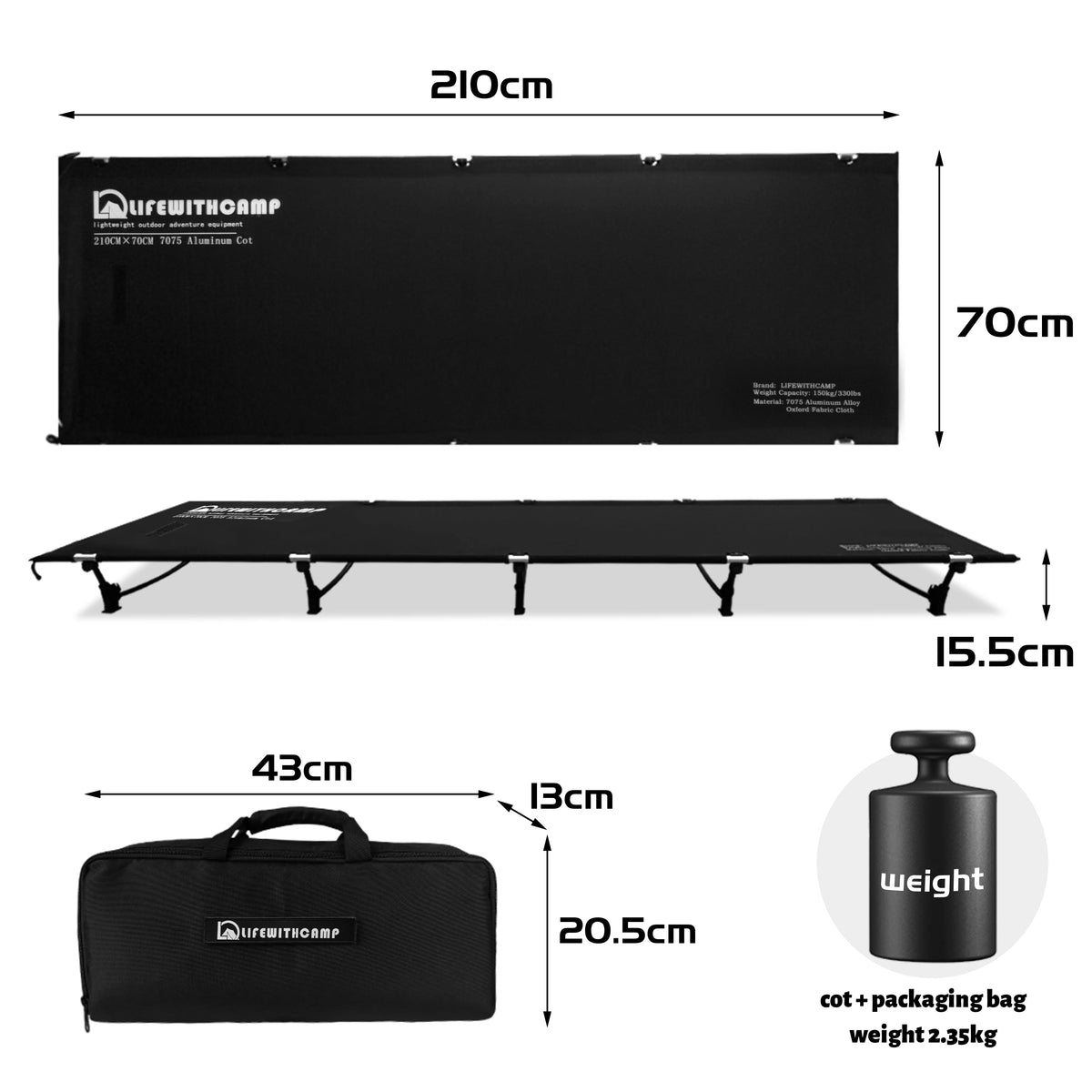 70cm Widen Camping Cot Ultralight Portable Aluminum Folding Bed Backpacking Travel Hiking Sleeping Cot